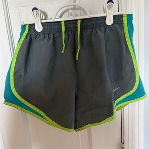 Grey blue and green nike adjustable running shorts